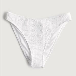 NWOT - Hollister White Eyelet High Leg Swim Bottoms - Size XL